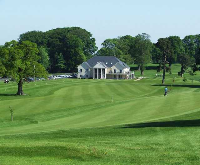 A view of the clubhouse at Henlle which overlooks the course