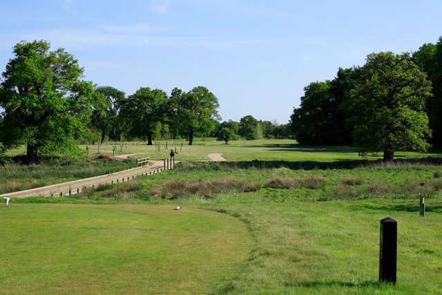 Looking down the final fairway from the 18th tee