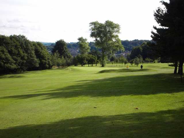 The fairway leading to the elevated 6th green at Halifax Bradley Hall