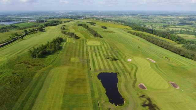 Shot from above the course with lake views at Longridge Golf Club
