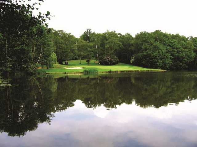 The view over the lake to the 17th green as seen at Silvermere Golf and Leisure.