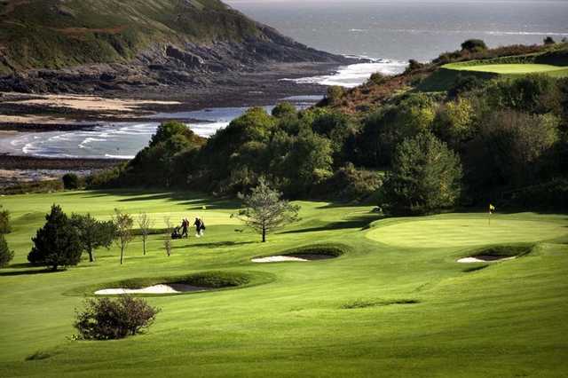 The elevated tees at Langland Bay Golf Club