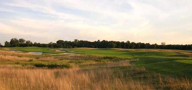 A view of the 14th green at East Course from Mercer Oaks Golf Course