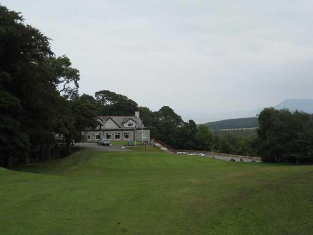 The beautiful clubhouse and 18th green at Bangor St Deiniol Golf Course