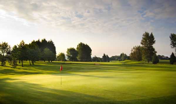 A view of the 17th fairway from the green