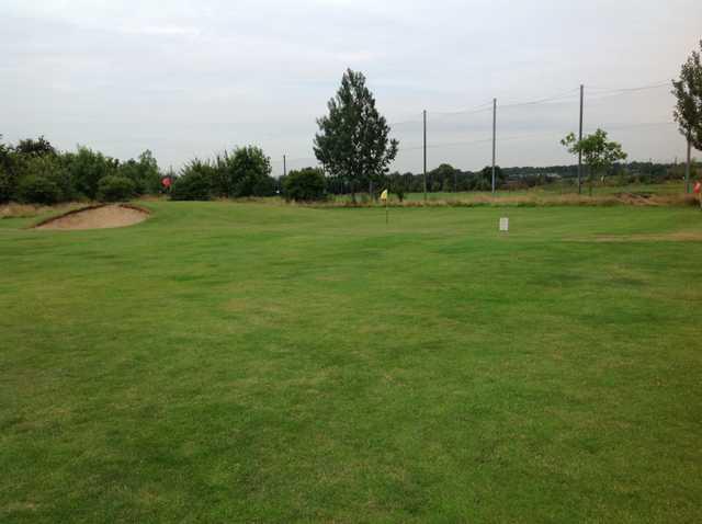 A view of the chipping area and bunker at Park Hill Golf Club