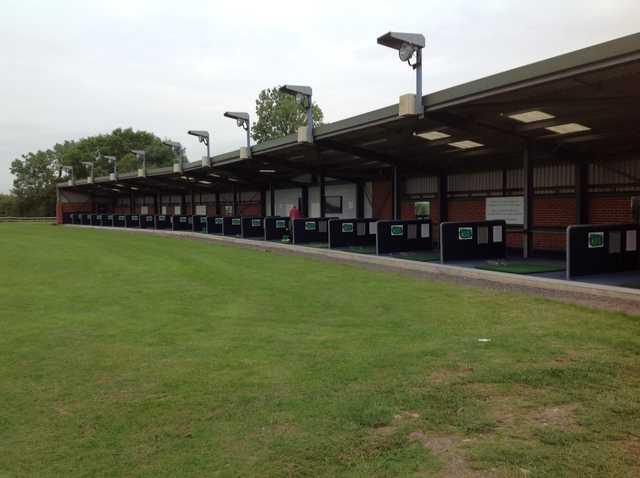 A view of the large sheltered driving range at Park Hill Golf Club