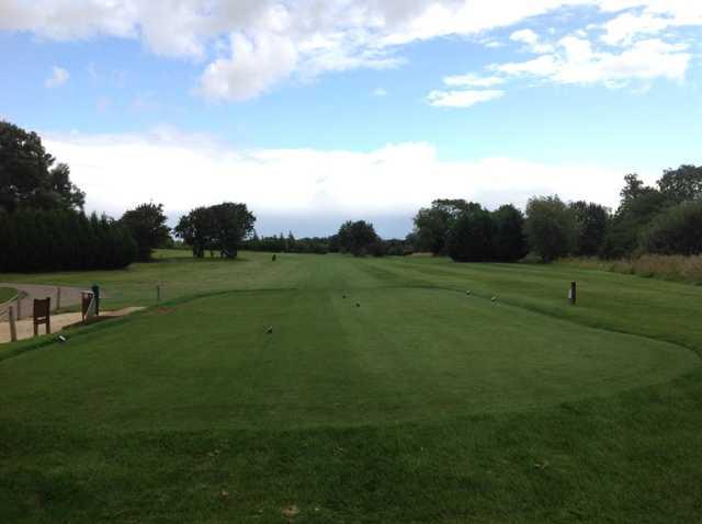 View from the 1st tee down the fairway at South Cerney Golf Club