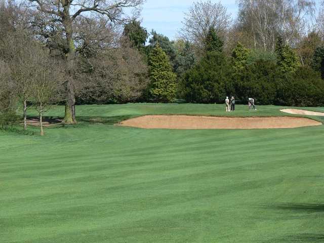 View of bunker and greens at Letchworth Golf Club