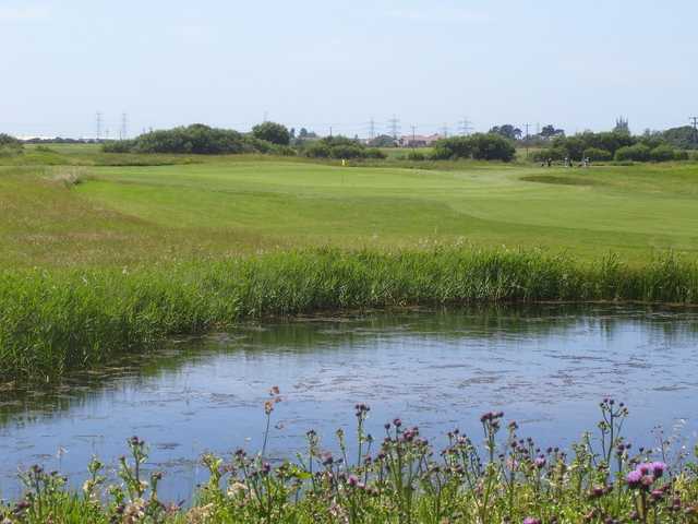 The lake at Lydd Golf Club provides an ominous water hazard to avoid