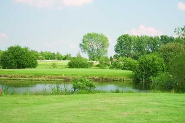 Water hazard protecting the 7th green at Southwell