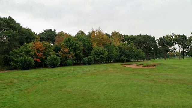 A scenic view of the 8th green at Vicars Cross Golf Club