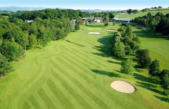 An overhead shot of the 18th green, Dainton Park Golf Course