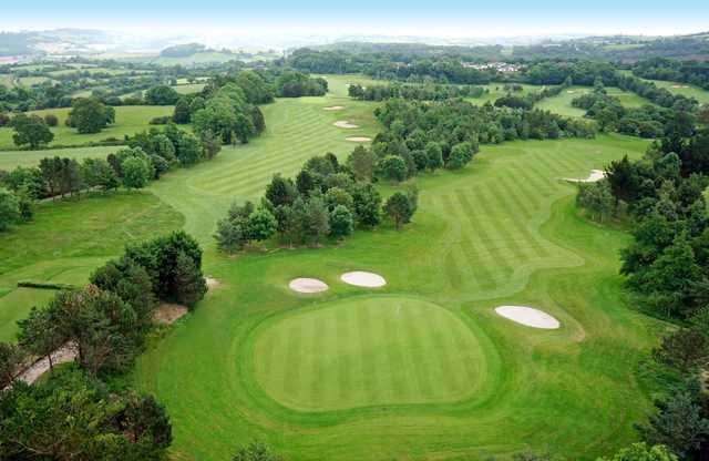Looking down onto the 6th and 7th fairways at Dainton Park Golf Club