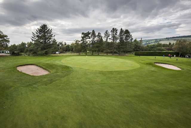 The approach to the 15th green at Alyth Golf Club