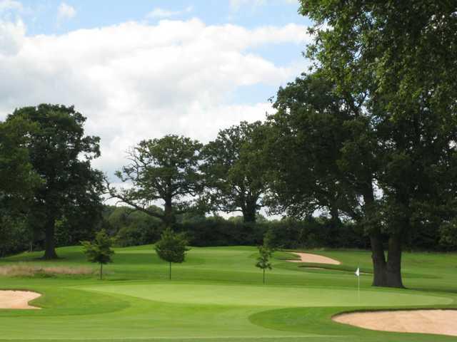 Beautiful view of the 12th green and surrounding bunkers at The Astbury