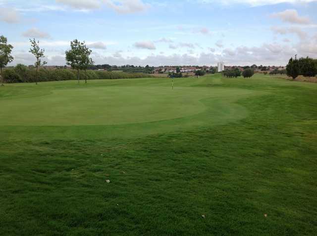A scenic view of the 2nd green and fairway at Newcastle United Golf Club