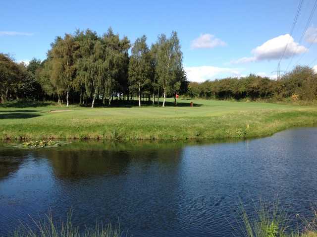 The 15th hole, par3 over water at the Wath Golf Club