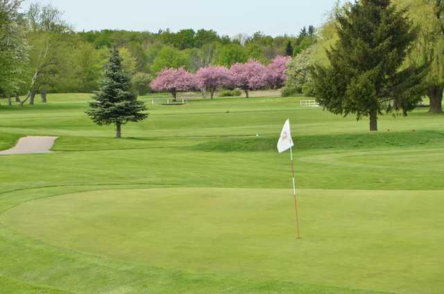 A spring view of a hole at Burlington Springs Golf Club