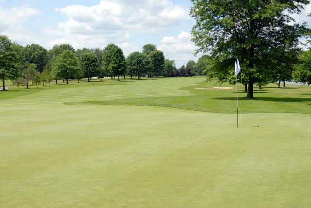 Looking back from a green at Windmill Lakes Golf Club