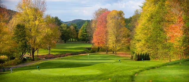 Fall view of a green at Woodstock Country Club