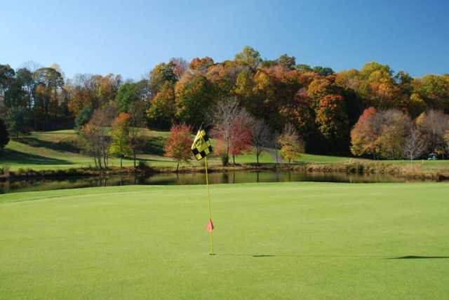 View of green #2 and lake at Whitney Farms Golf Club