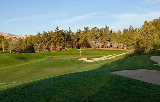 A view of a hole protected by bunkers at Southern Highlands Golf Course