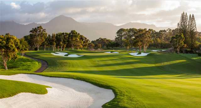 View from the par-4 414 yards 14th hole at Princeville Makai