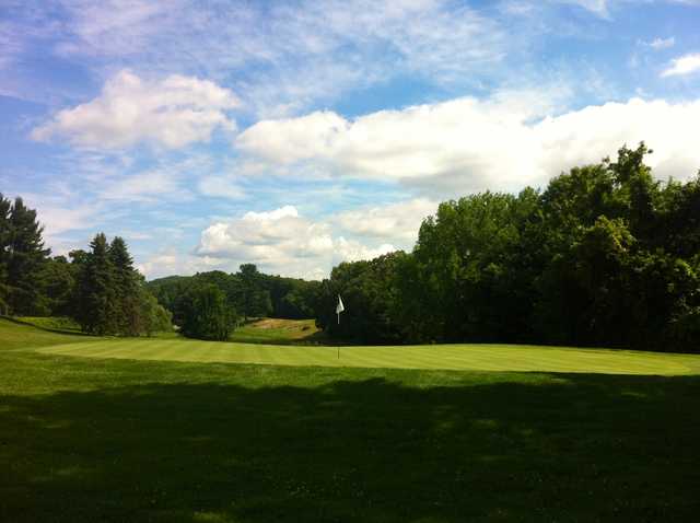 Looking back from a green at Wyckoff Country Club
