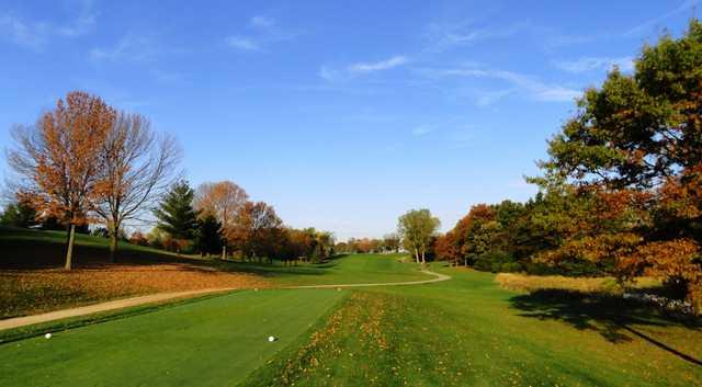 Fall view from the 3rd white tee at White Birch course at Brighton Dale Links