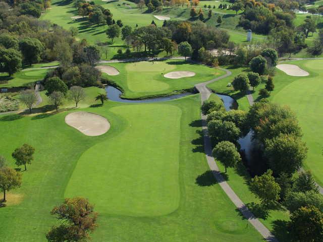 Aerial view of the 1st hole from the Brute course at Grand Geneva Resort & Spa