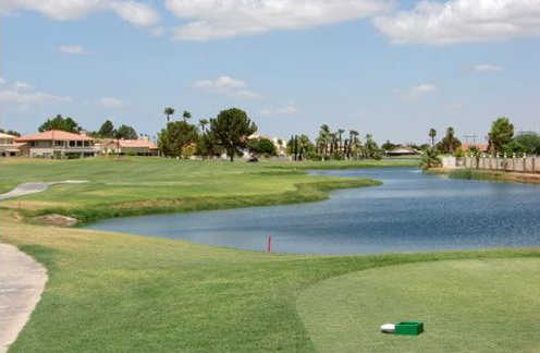 A view from a tee at Mesa Del Sol Golf Course