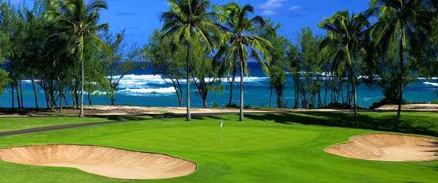 A view of hole #11 at George Fazio Course from Turtle Bay Resort.