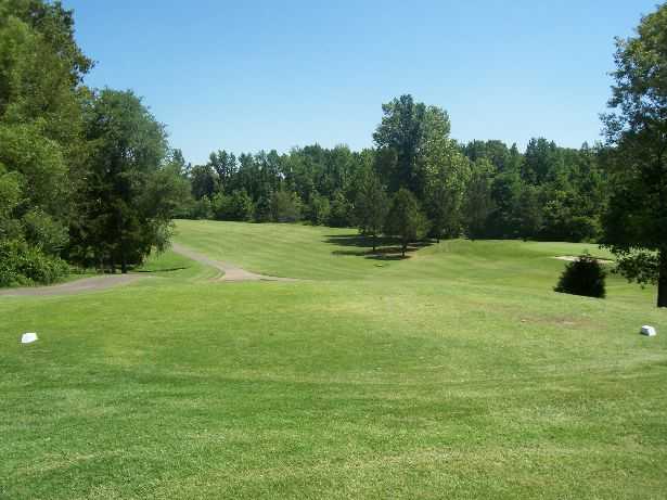 A view of hole #17 from the tee box at Wedgewood Golf Course