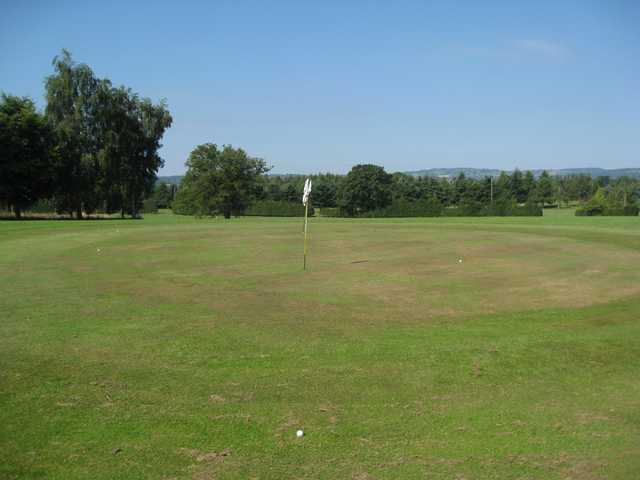 The chipping area with scenic views of the countryside at Mile End Golf Club
