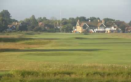 The 18th hole at Littlestone Golf Club