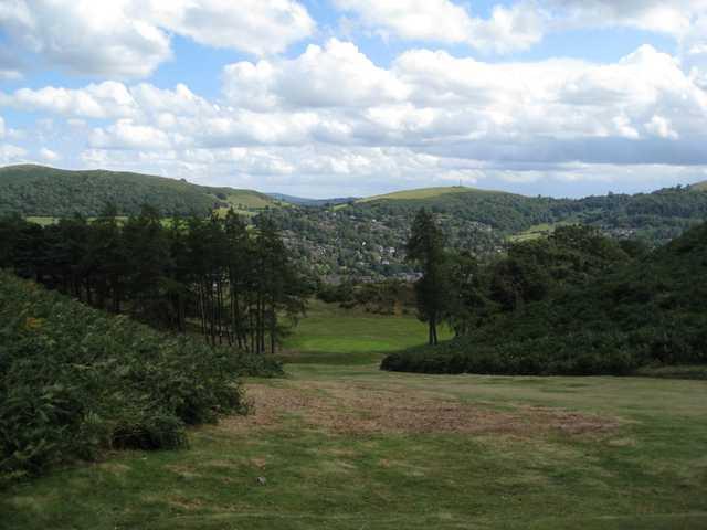 The downhill 18th approach at Church Stretton Golf Club