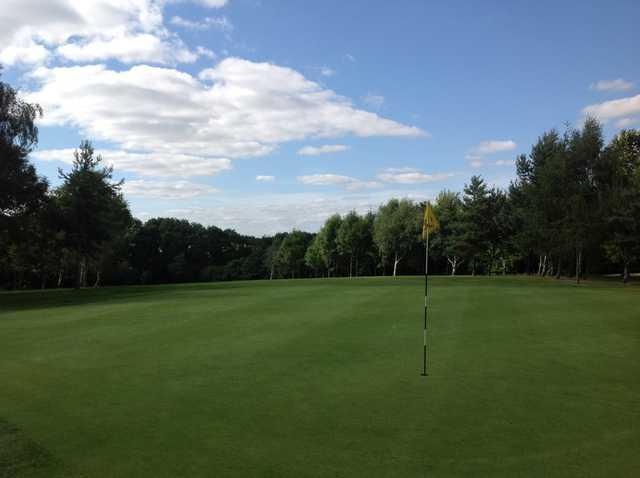 Arscott GC: the 5th hole surrounded by trees
