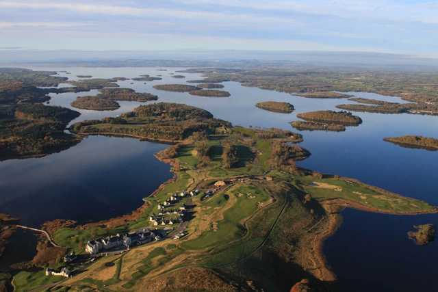 An aerial view of the Lough Erne Golf Course