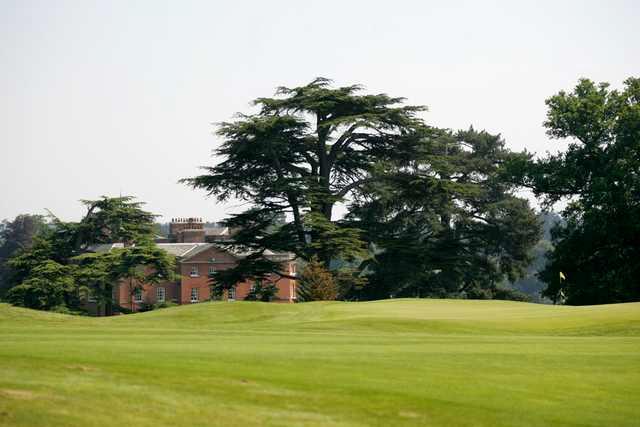 Palmerston Course: 18th fairway appraoch shot with a great view of the Hall in the background at The Melbourne Golf Club at Brocket Hall