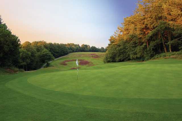 The uphill 12th green at Addington Golf Club