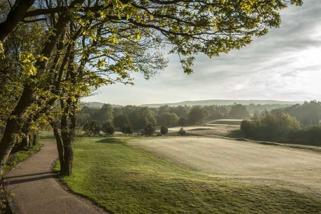 A view of the tree lined golf course at Chorley Golf Club