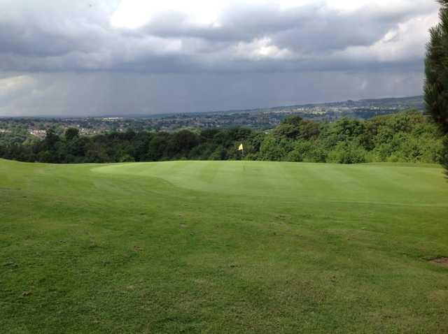 A view of the 18th green overlooking sheffield at Grange Park Golf Club