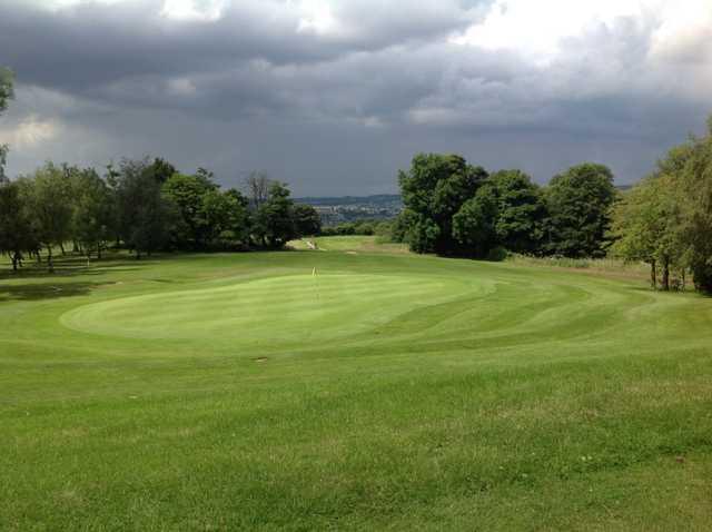 A view of the par 3 12th hole at Grange Park Golf Club