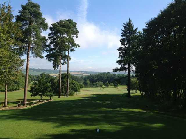 Scenic view down the fairway from the 2nd tee at Westerham Golf Club
