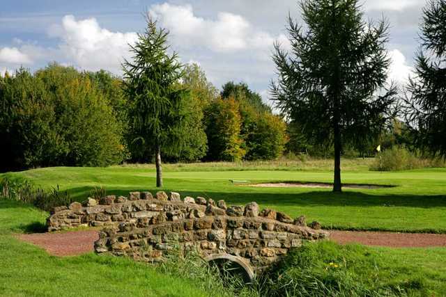 A view of a green from the footpath bridge at Messingham Grange.