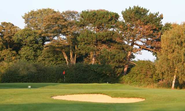 The raised 17th green at Eastham can be tricky to get onto especially with the sand trap lurking nearby