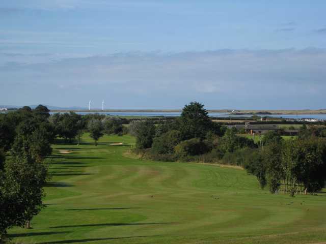 A view of  the 18th fairway overlooking the sea at  Caernarfon Golf Club