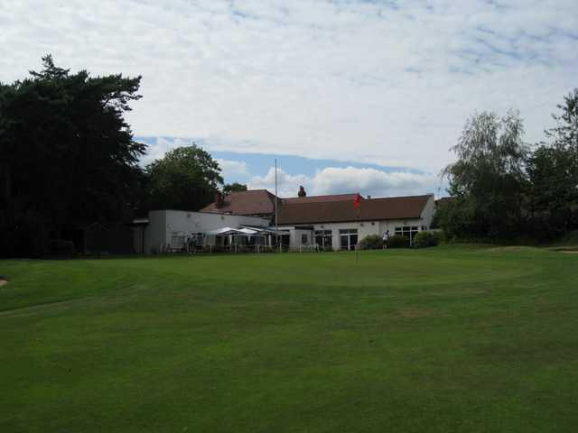 View of the 18th green and clubhouse at Dore and Totley Golf Club