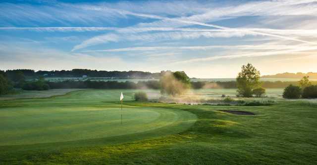 Test Valley GC: View of a green in an early morning setting.